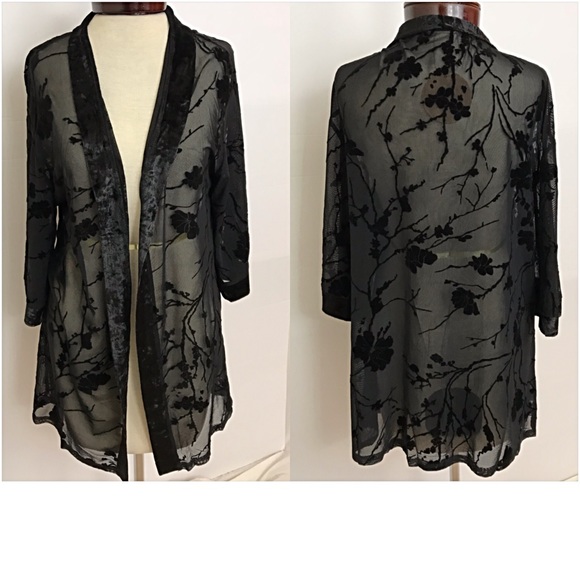 Head Turning Velvet Mesh Kimono Cardi Wrap SML - Picture 7 of 8